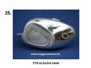 Pannonia P10 króm üzemanyagtank, motorkerékpár benzintank oldalnézetben