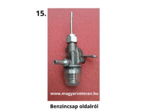 Pannonia motorkerékpár benzincsap, üzemanyagcsap oldalnézetben, szűrőpohárral