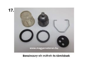 Benzinsap vízzsákok és tömítések – magyar veterán motorkerékpár üzemanyag-rendszer alkatrészei