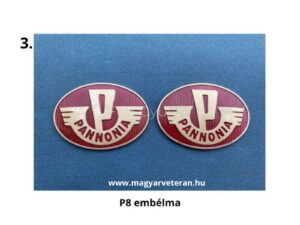 Pannónia P8 motorkerékpár piros ovális oldalembléma pár veterán motorhoz
