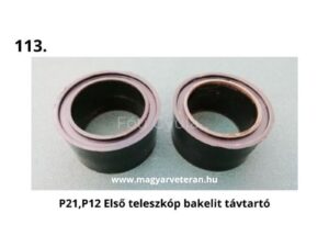 P21 és P12 veterán motorkerékpár első teleszkóp bakelit távtartó pár közelről