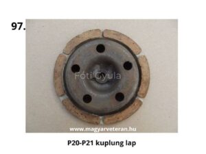 P20–P21 kuplunglap parafa betéttel, veterán motorkerékpár kuplungszerkezethez