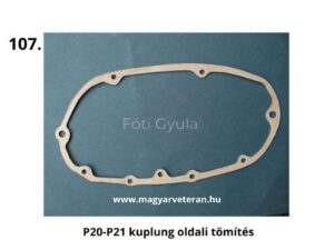 P20–P21 kuplung oldali tömítés, Pannónia veterán motorkerékpár kuplungfedélhez, precíz kivágású papír tömítés