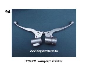 P20–P21 komplett szektor fék- és kuplungkar egységgel, veterán motorkerékpárhoz