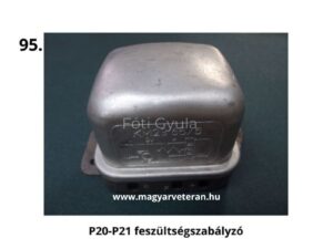 P20–P21 feszültségszabályzó veterán motorkerékpár elektromos rendszeréhez, fém házas kivitel