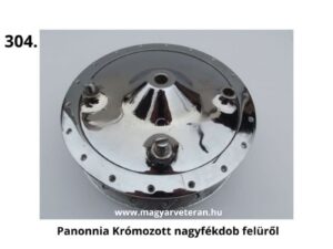 Pannónia motorkerékpár krómozott nagyfékdob felülnézetből, veterán kerék alkatrész