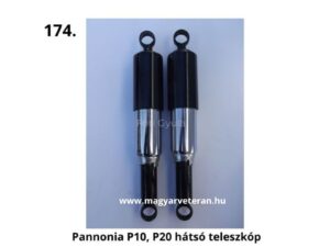 Pannónia P10 és P20 típushoz való hátsó teleszkóp pár, krómozott veterán motorkerékpár futómű alkatrész