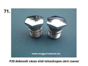 Pannonia P20 első teleszkóp zárócsavar, dobozolt vázas motorkerékpárhoz