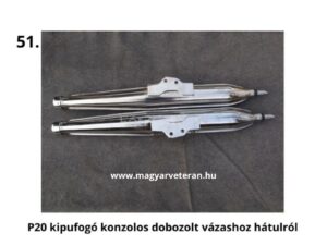 Pannonia P20 kipufogó konzolos kivitelben, dobozolt vázas motorkerékpárhoz hátulról