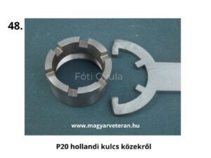 Pannonia P20 kipufogó hollandi kulcs közelről, motorkerékpár szerelőszerszám