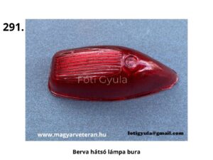 Berva hátsó lámpa búra – piros műanyag lámpatest vízszintes bordázattal és rögzítőfurattal magyar veterán motorkerékpárhoz