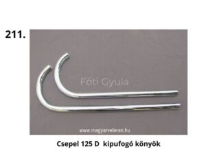 Csepel 125 D kipufogó könyök – krómozott kipufogócső magyar veterán motorkerékpárhoz
