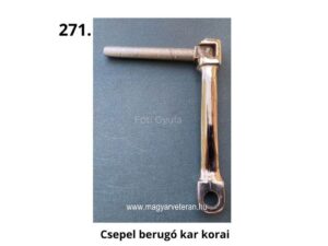 Csepel korai berugó kar – fém indítókar hengeres taposóval és rögzítőfurattal magyar veterán motorkerékpárhoz