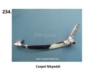 Csepel fékpedál – ívelt, krómozott fékalkatrész magyar veterán motorkerékpárhoz