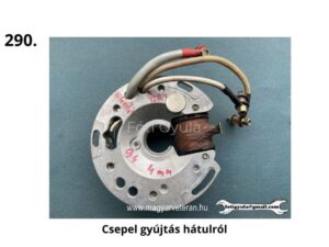 Csepel gyújtás hátulról – fém alaplapra szerelt tekercsek, vezetékek és csatlakozók magyar veterán motorkerékpárhoz