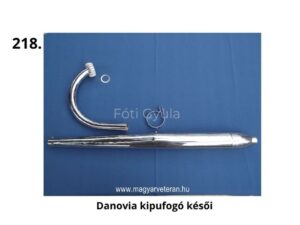 Danovia kipufogó késői típus – krómozott kipufogórendszer bilincsekkel magyar veterán motorkerékpárhoz