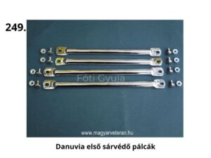 Danuvia első sárvédő pálcák – krómozott fém rögzítőrúd készlet csavarokkal magyar veterán motorkerékpár első sárvédőjéhez