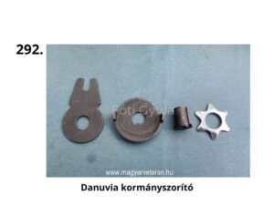 Danuvia kormányszorító – fém rögzítőelemekből álló készlet villás kar, kör alakú bilincs, csillag alátét és távtartó magyar veterán motorkerékpárhoz