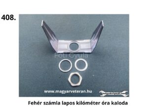 Fehér számlapos kilométeróra kaloda motorkerékpárhoz, veterán műszer rögzítő konzol alátétekkel és anyával `