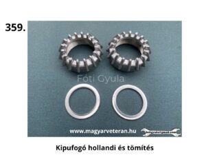 Pannónia kipufogó hollandi és alumínium tömítés szett, menetes kipufogórögzítő gyűrűk tömítőkarikákkal veterán motorkerékpárhoz