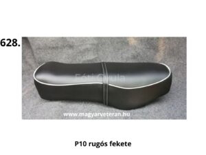 Pannónia P10 rugós fekete ülés fehér szegéllyel, klasszikus kialakítású veterán motorkerékpár ülés kényelmes rugózással és tartós borítással