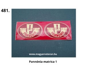 Csepel Pannónia ovál matrica pár, piros alapon arany felirattal veterán motorkerékpárhoz