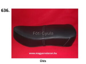 Pannónia P10 és P12 veterán motorkerékpár fekete ülés, sima felületű kárpittal és középső rögzítőszíjjal, komplett kivitel