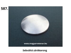 Sebváltó zárókorong veterán motorkerékpárhoz, sima fém kivitelben, váltóház lezárására szolgáló alkatrész