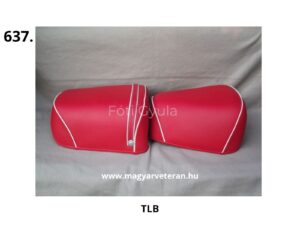 Pannónia TLB veterán motorkerékpár piros ülés szett, első és hátsó külön ülés fehér díszcsíkkal és rögzítőpánttal