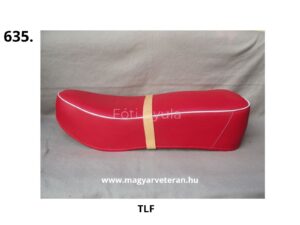 Pannónia P10 és P12 veterán motorkerékpár piros ülés, fehér díszcsíkkal és középső rögzítőszíjjal, komplett kivitel