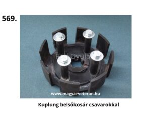 Pannónia motorkerékpár kuplung belső kosár csavarokkal összeszerelve, komplett belső kosár kuplungjavításhoz és felújításhoz