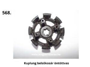 Pannónia motorkerékpár kuplung belső kosár öntöttvas kivitelben, bordázott középrésszel és rögzítőcsapokkal, kuplungfelújításhoz