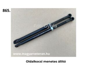 Oldalkocsi menetes állító rudak anyával, fekete fém kivitelben, állítható hosszúsággal, világos háttéren felülnézetből