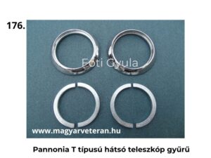 Pannónia T típusú hátsó teleszkóp gyűrűk, krómozott és rögzítő gyűrű készlet veterán motorkerékpárhoz