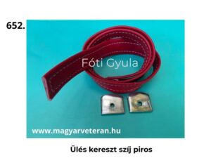 Piros színű ülés kereszt szíj veterán motorkerékpár üléshez, varrott kivitelben, fém rögzítő fülekkel