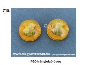 P20 irányjelző üveg veterán motorkerékpárhoz, sárga irányjelző búra pár