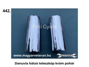 Danuvia hátsó teleszkóphoz való krómozott pohár pár, fényes króm felületű veterán motor alkatrész