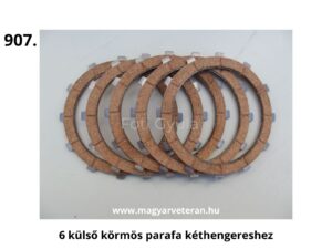 6 darab külső körmös parafa kuplunglamella kéthengeres veterán motorkerékpár kuplungjához