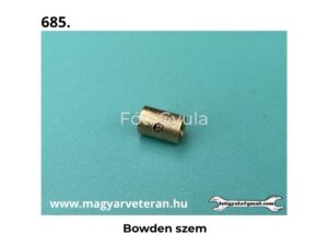Bowden szem sárgaréz kivitelben veterán motorkerékpár bowden alkatrészhez, türkiz háttéren fényképezve.