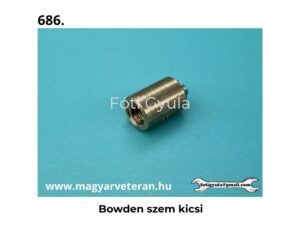 Bowden szem kicsi sárgaréz kivitelben veterán motorkerékpár bowden alkatrészhez, türkiz háttéren fotózva.