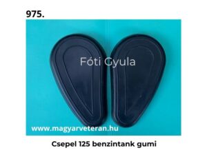 Csepel 125 benzintank gumi pár fekete színben veterán motorkerékpárhoz, türkiz háttéren fotózva.