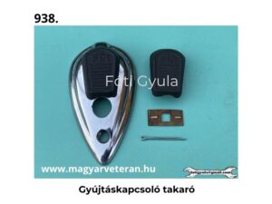 Gyújtáskapcsoló takaró komplett készlet veterán motorkerékpár kapcsoló alkatrészhez, türkiz háttéren fényképezve.