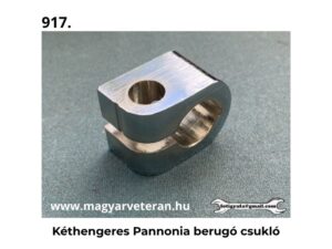 Kéthengeres Pannonia berugó csukló alumínium kivitelben veterán motorkerékpár alkatrészhez, szürke háttéren fotózva.