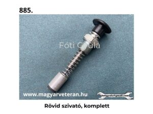 Rövid szivató komplett kivitelben veterán motorkerékpár karburátor alkatrészhez, világoskék háttéren fényképezve.