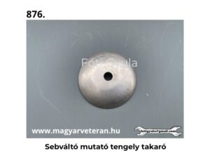 Sebváltó mutató tengely takaró alumínium kivitelben veterán motorkerékpár alkatrészhez, szürke háttéren fotózva.
