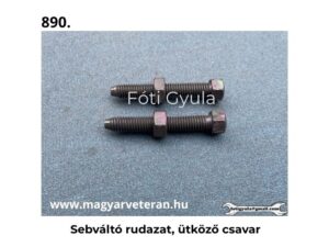 Sebváltó rudazat ütköző csavar veterán motorkerékpár váltó alkatrészhez, szürke háttéren fotózva.